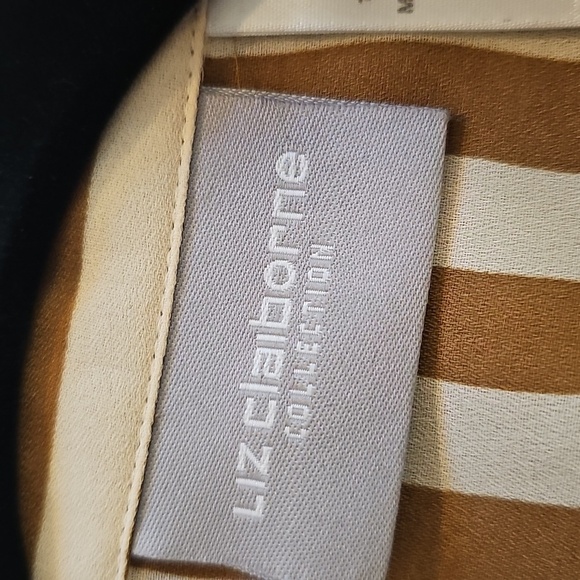Liz Claiborne Chic, Classic Vertical Striped Button-Up Shirt, Women's Size 8 - Picture 9 of 11